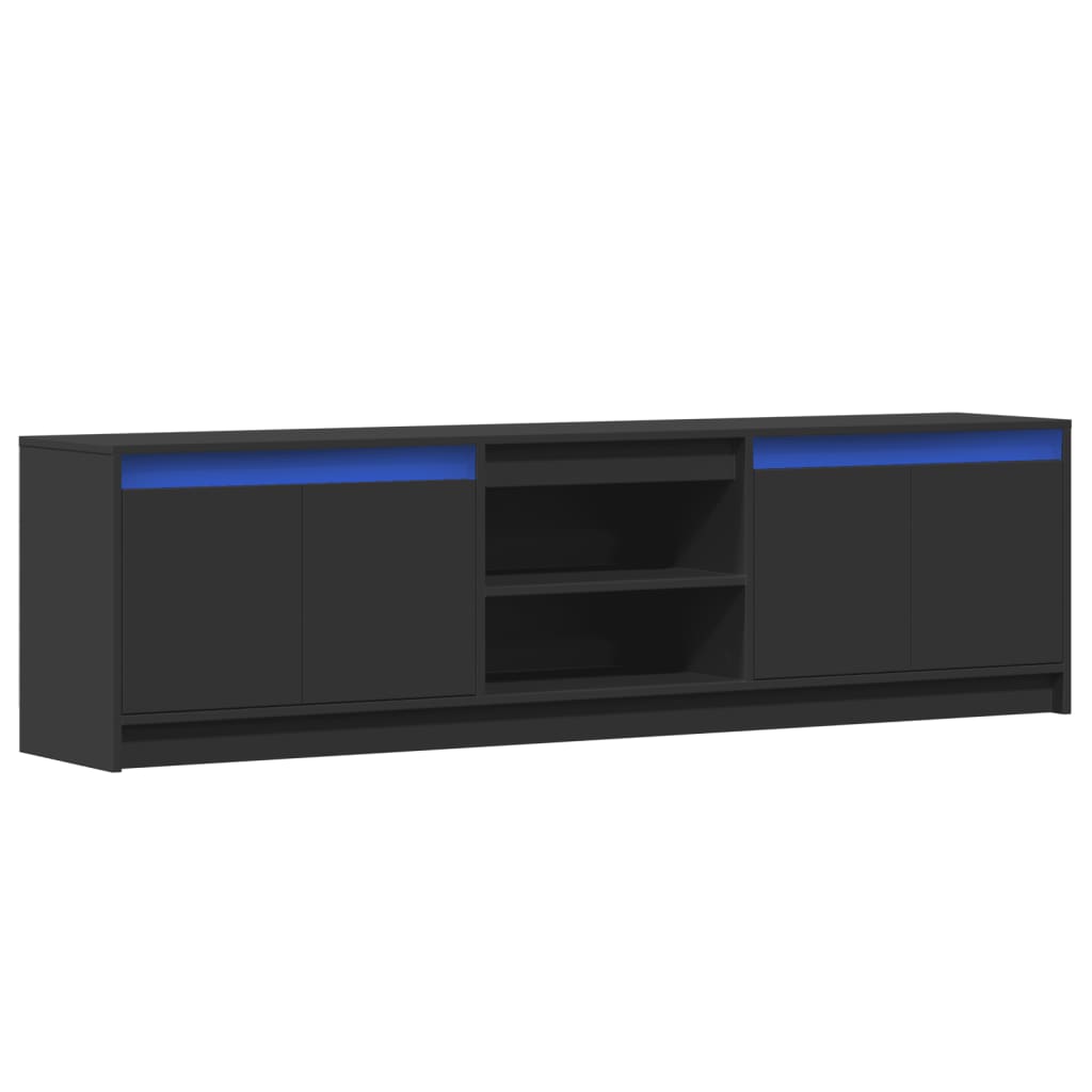 tv-bord med LED-lys 180x34x50 cm konstrueret træ sort