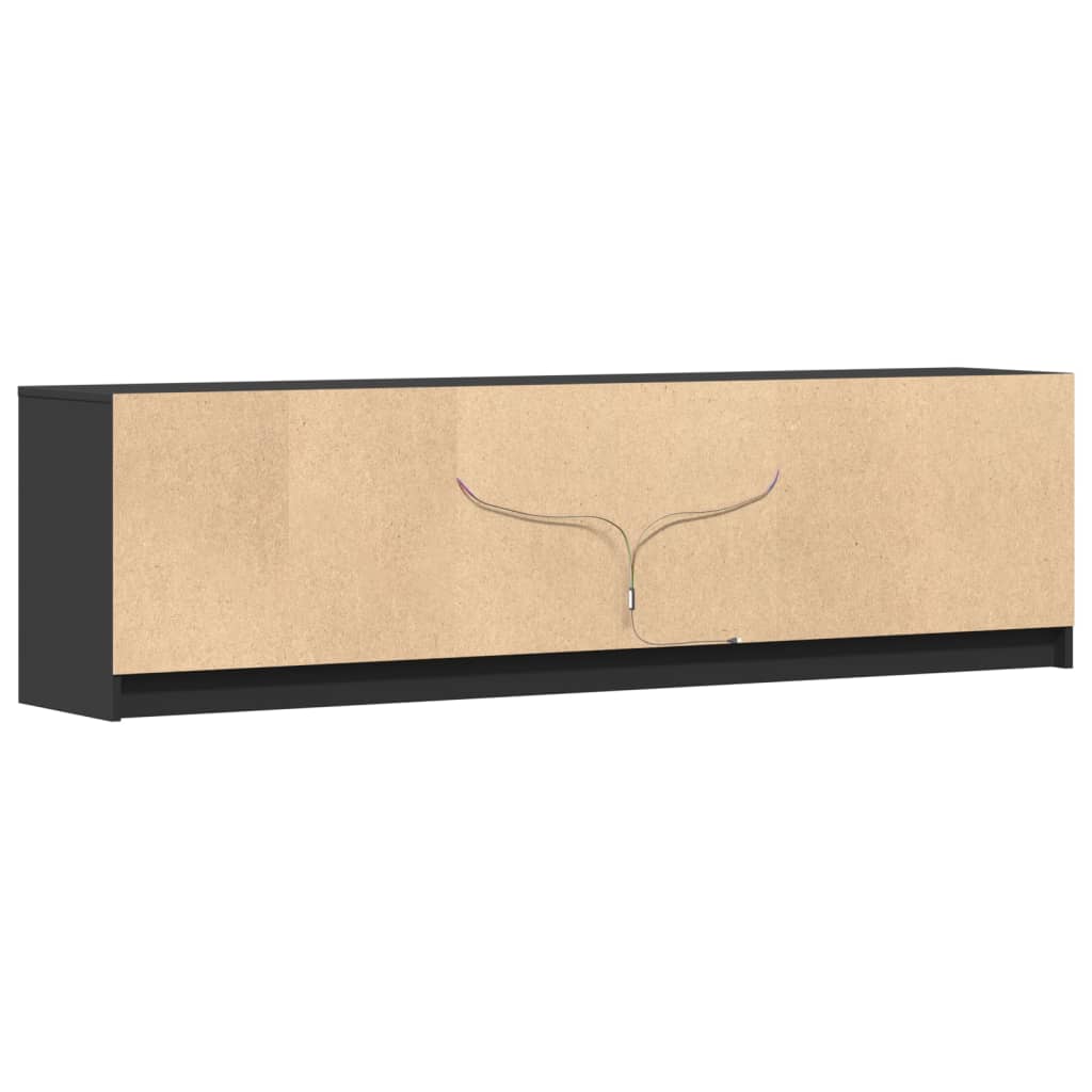 tv-bord med LED-lys 180x34x50 cm konstrueret træ sort