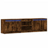 tv-bord m. LED-lys 180x34x50 cm konstrueret træ røget eg