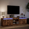 tv-bord m. LED-lys 180x34x50 cm konstrueret træ røget eg