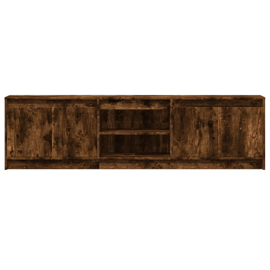 tv-bord m. LED-lys 180x34x50 cm konstrueret træ røget eg