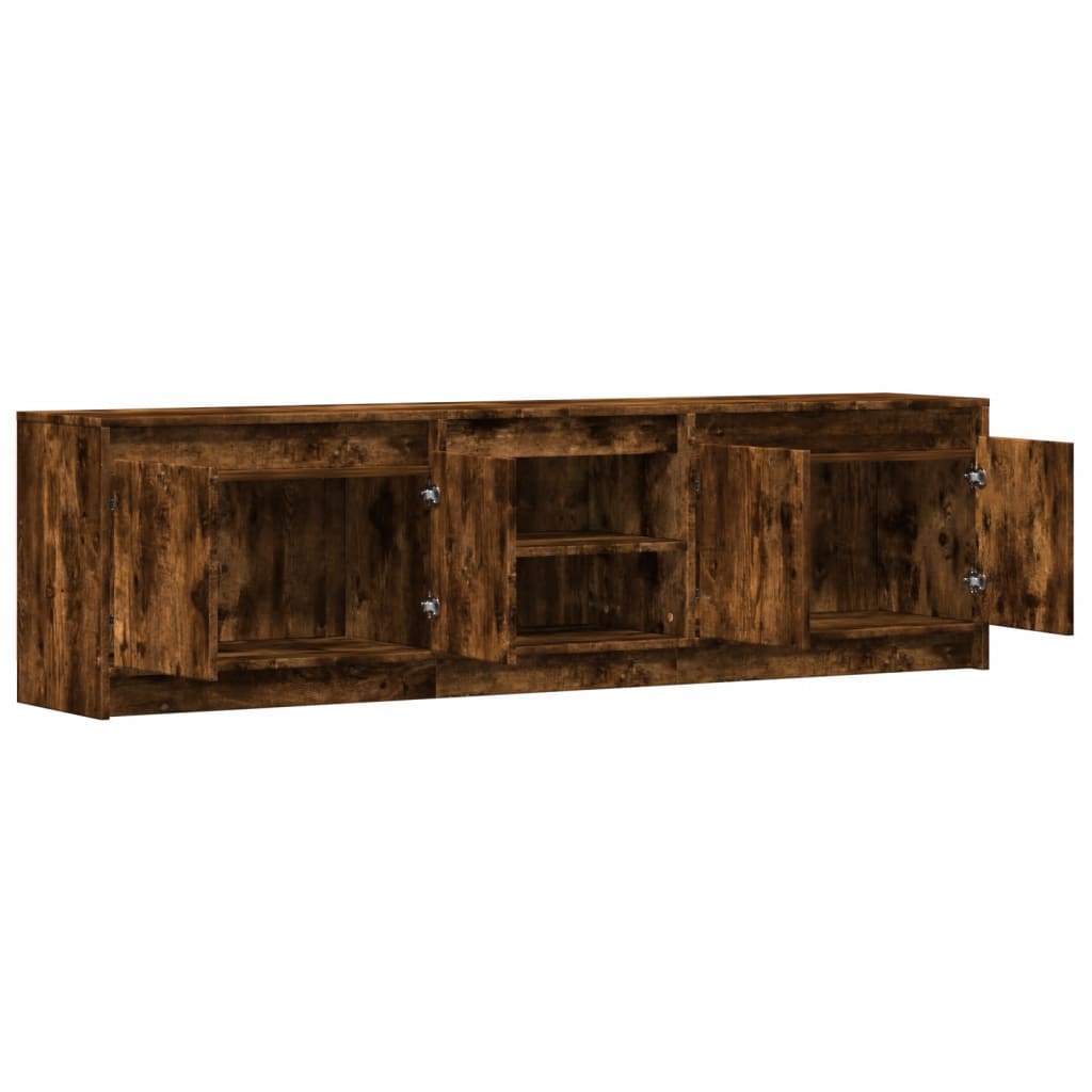 tv-bord m. LED-lys 180x34x50 cm konstrueret træ røget eg