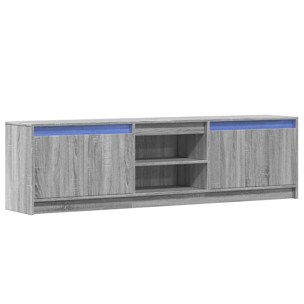 tv-bord m. LED-lys 180x34x50 cm konstrueret træ grå sonoma-eg