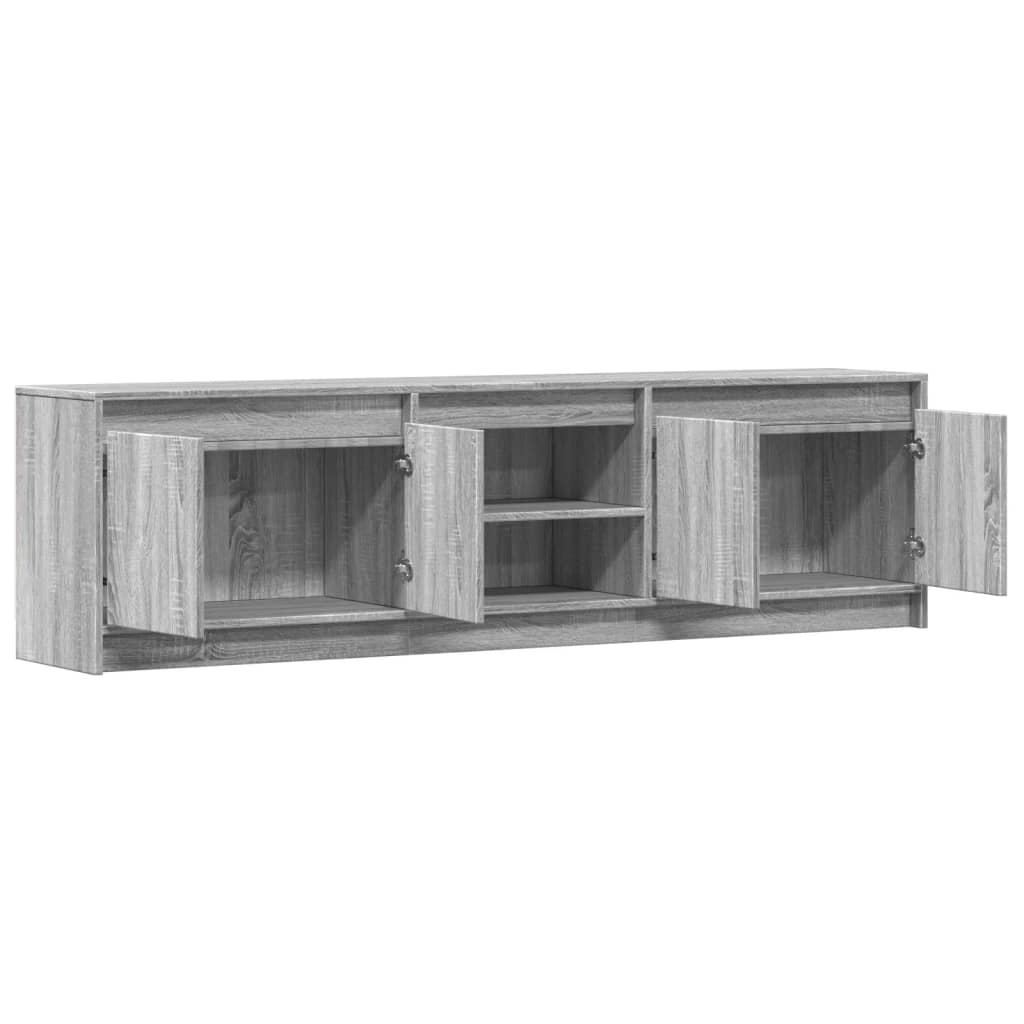 tv-bord m. LED-lys 180x34x50 cm konstrueret træ grå sonoma-eg
