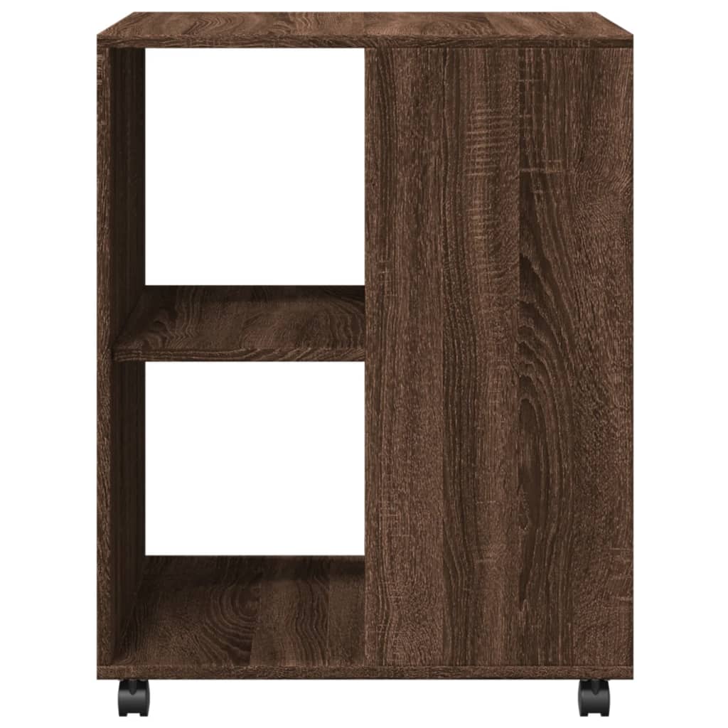 sidebord med hjul 55x60x78 cm konstrueret træ brunt egetræ