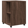 sidebord med hjul 55x60x78 cm konstrueret træ brunt egetræ