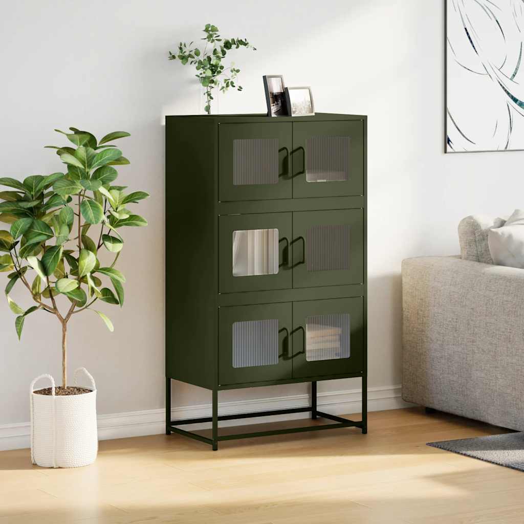 højskab 68x39x123 cm stål olivengrøn