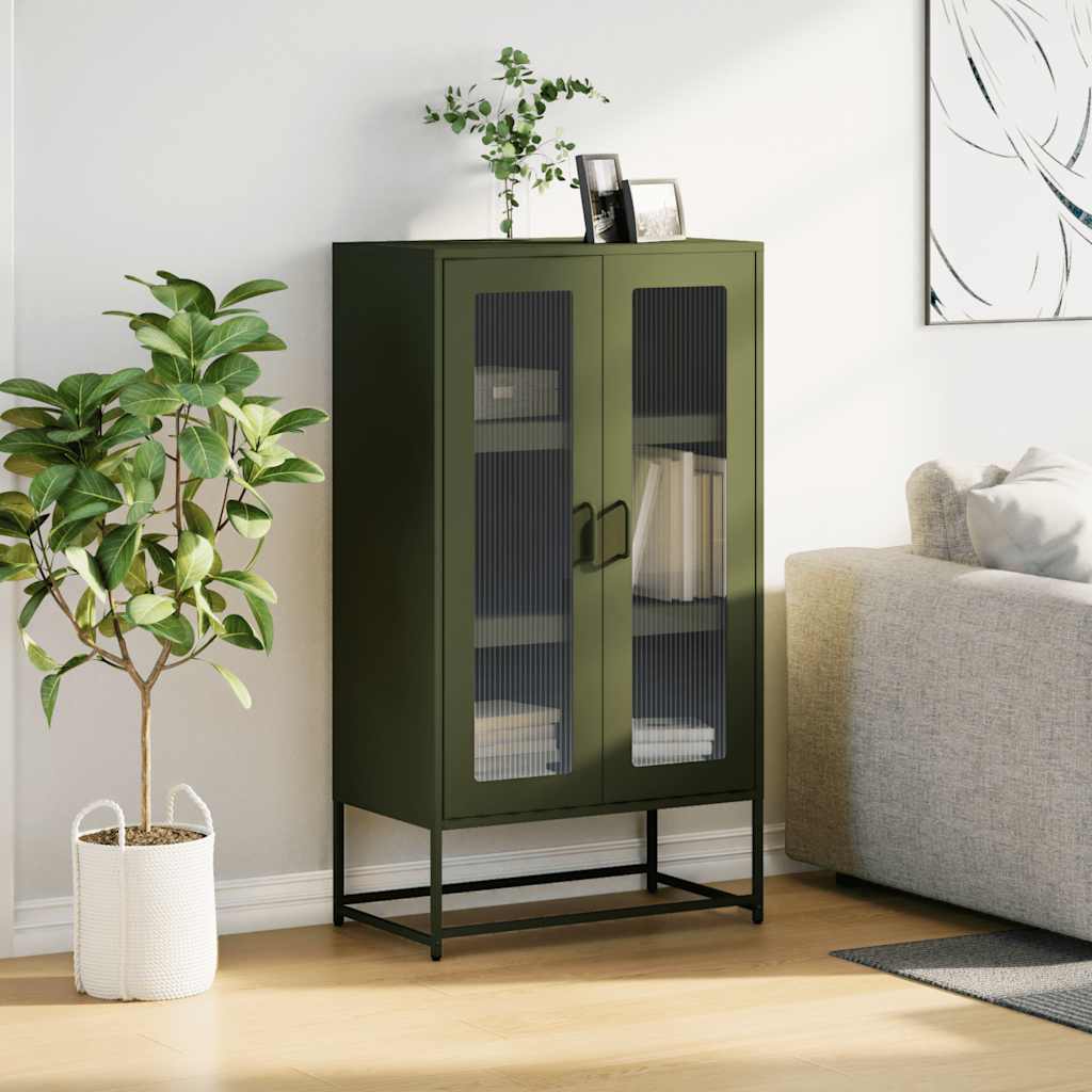 højskab 68x39x123 cm stål olivengrøn