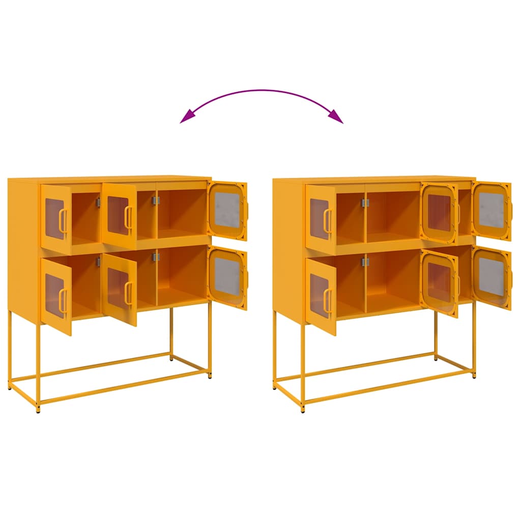 skænk 100,5x39x107 cm koldvalset stål sennepsgul