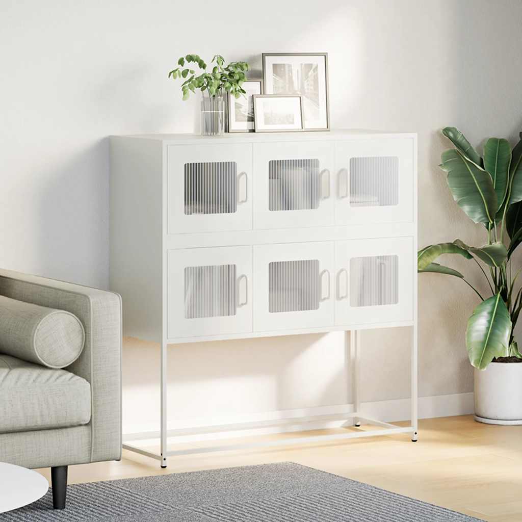 skænk 100,5x39x107 cm koldvalset stål hvid