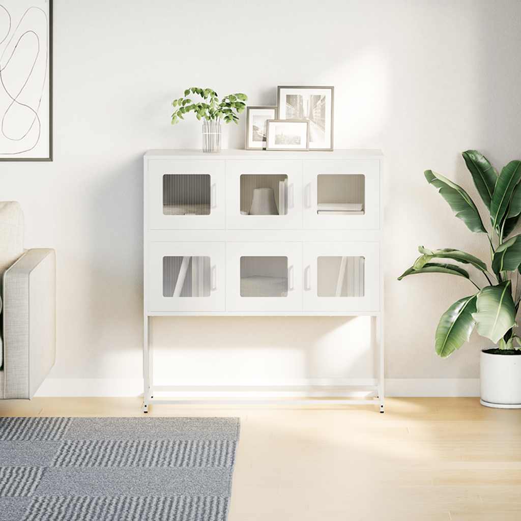 skænk 100,5x39x107 cm koldvalset stål hvid