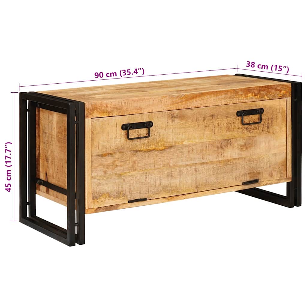 Sko skab med hylde Brun 90 x 38 x 45 cm Massivt mangotræ