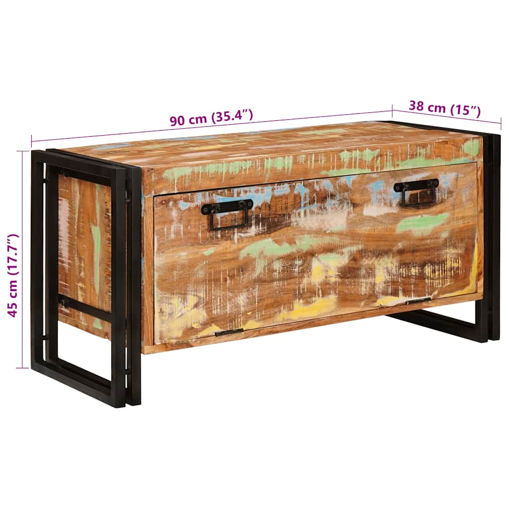 Sko skab med hylde Brun 90 x 38 x 45 cm Massivt genanvendt træ