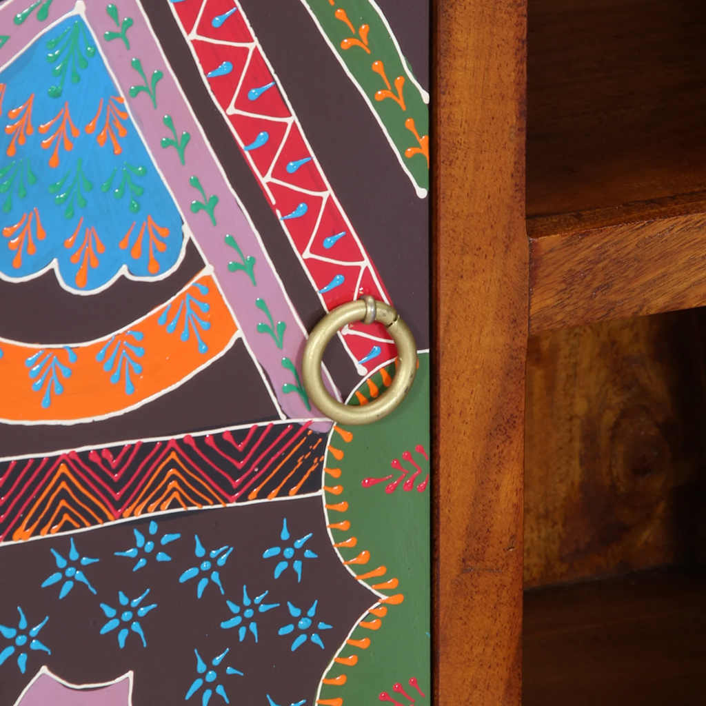 skænk flerfarvet 90x35x60 cm massivt akacietræ