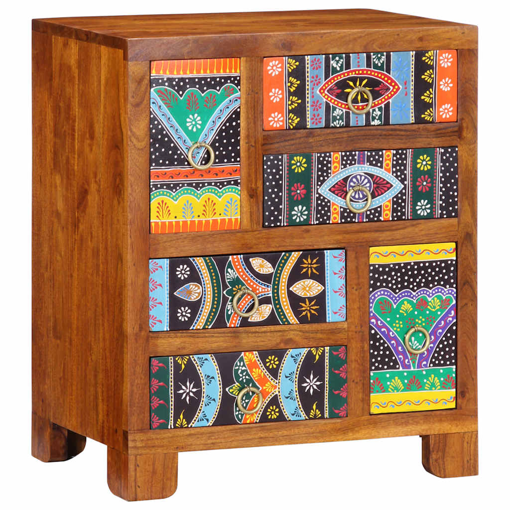 skænk flerfarvet 50x35x60 cm massivt akacietræ