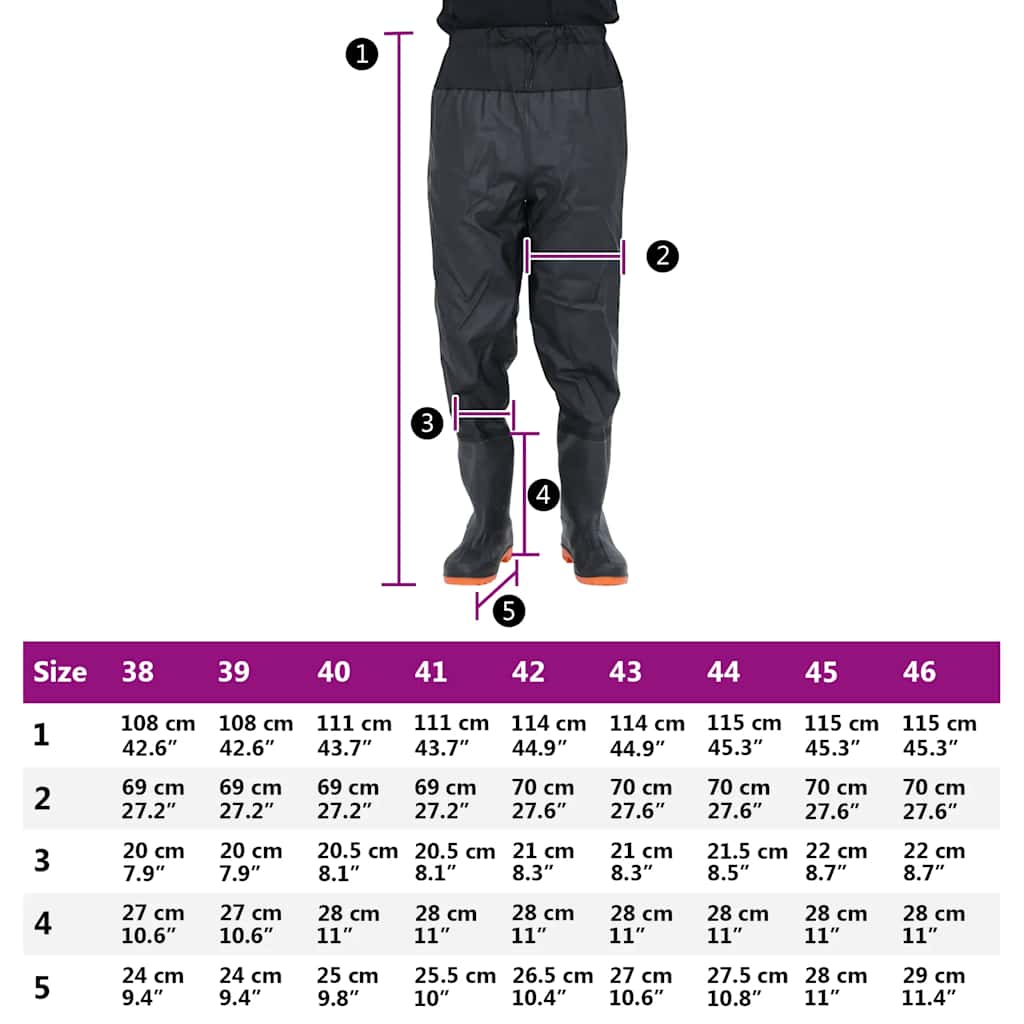 waist waders med støvler str. 38 sort