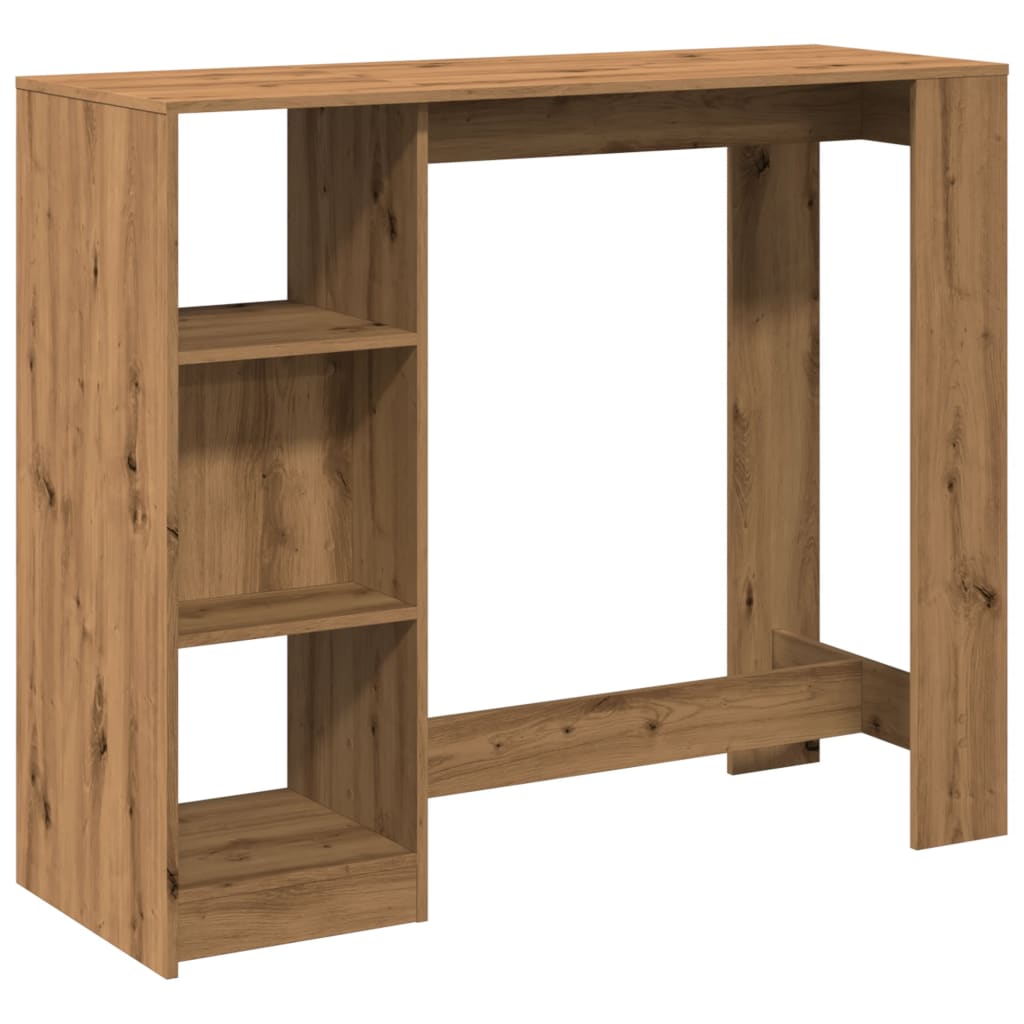 barbord m. hylde 124x46x103,5 cm konstrueret træ egetræslook