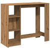 barbord m. hylde 124x46x103,5 cm konstrueret træ egetræslook