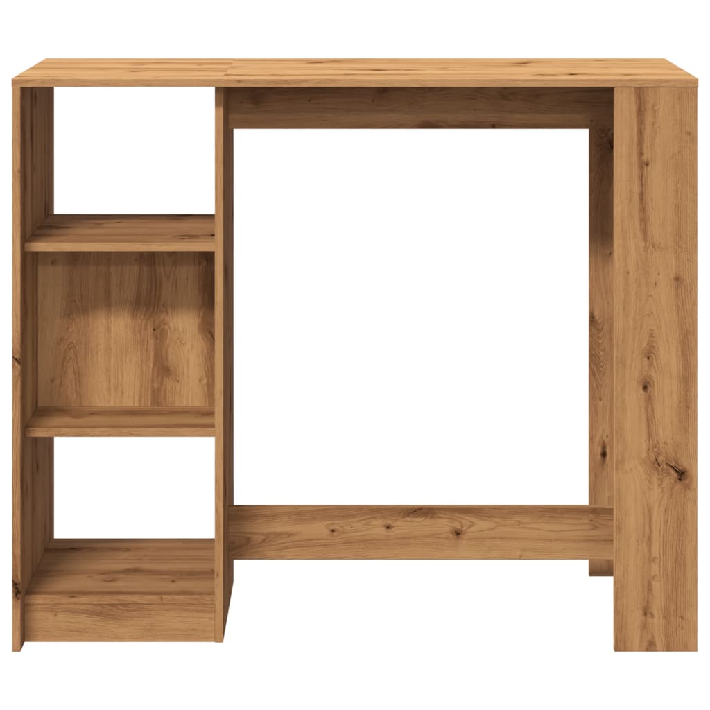 barbord m. hylde 124x46x103,5 cm konstrueret træ egetræslook