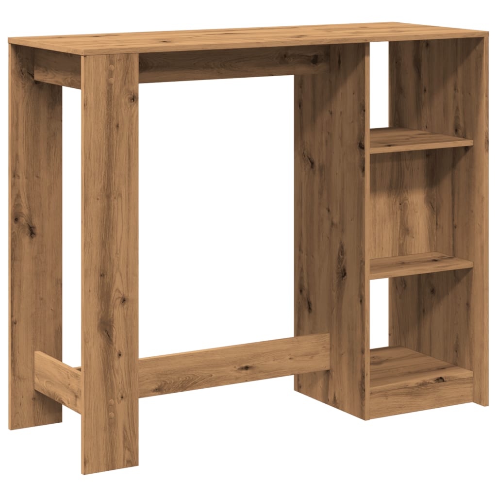 barbord m. hylde 124x46x103,5 cm konstrueret træ egetræslook