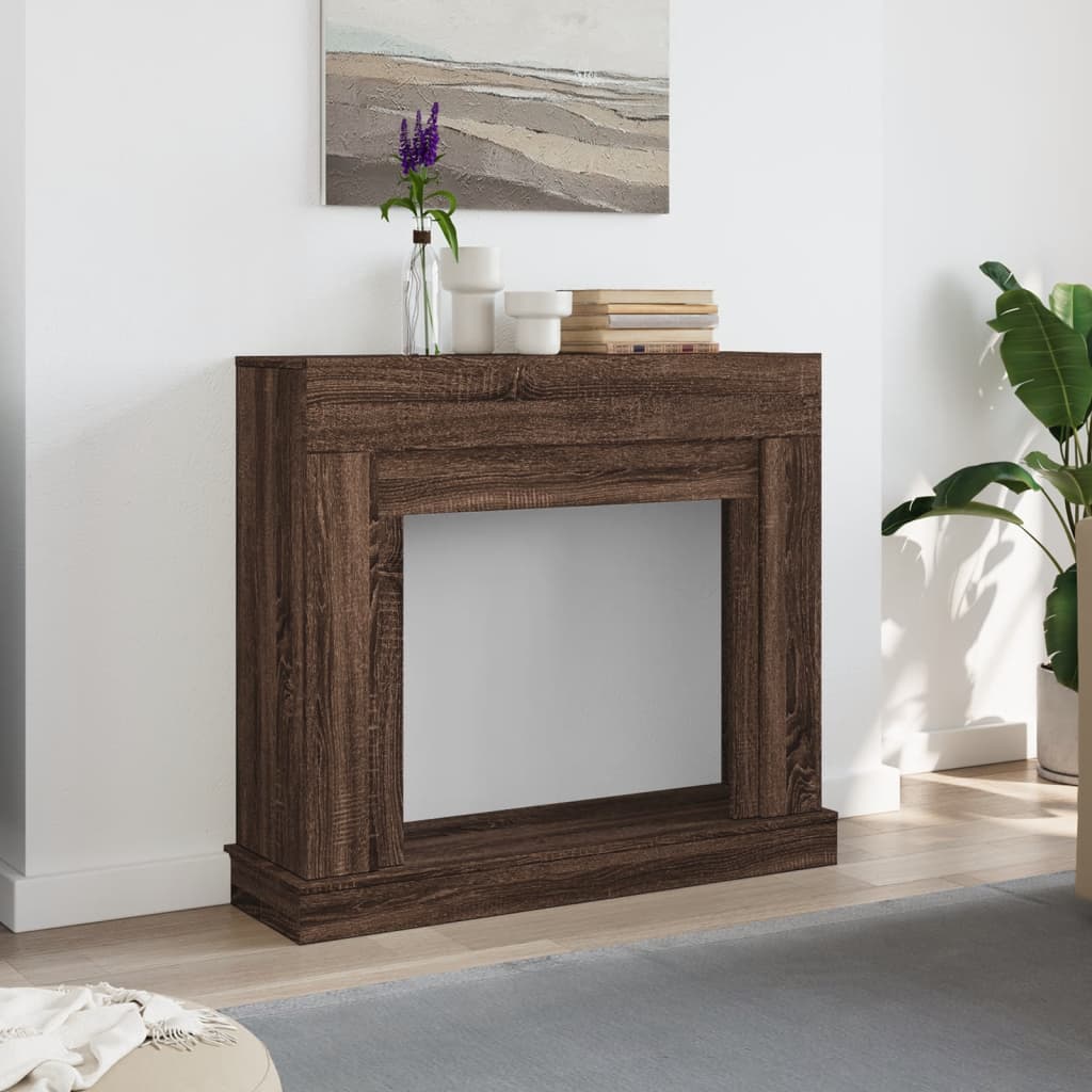 forsats til pejs 100x30x87,5 cm konstrueret træ brun egetræ