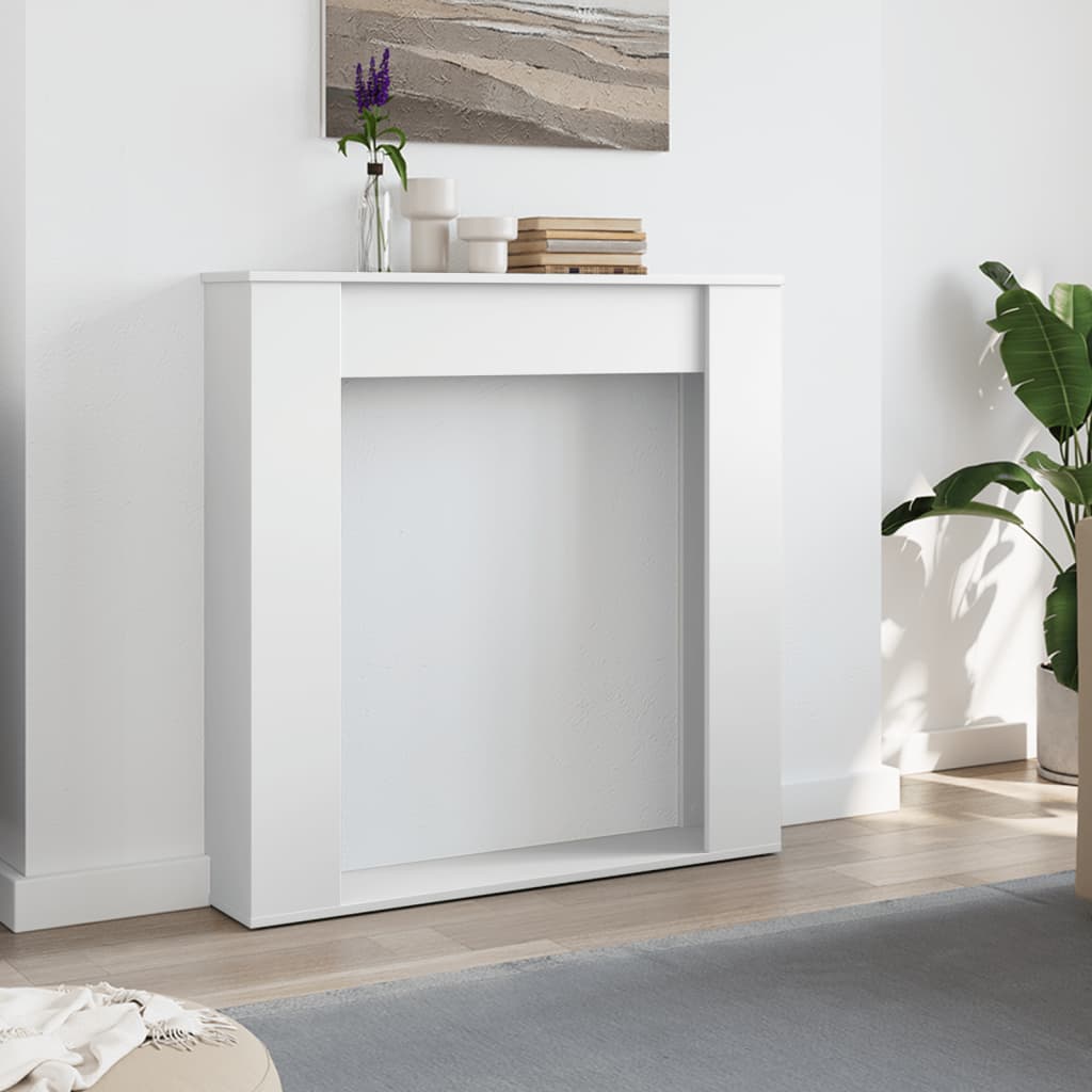 forsats til pejs 100x20x100 cm konstrueret træ hvid