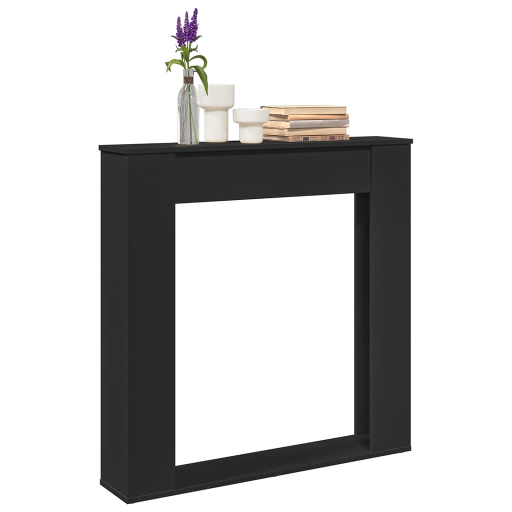 forsats til pejs 100x20x100 cm konstrueret træ sort