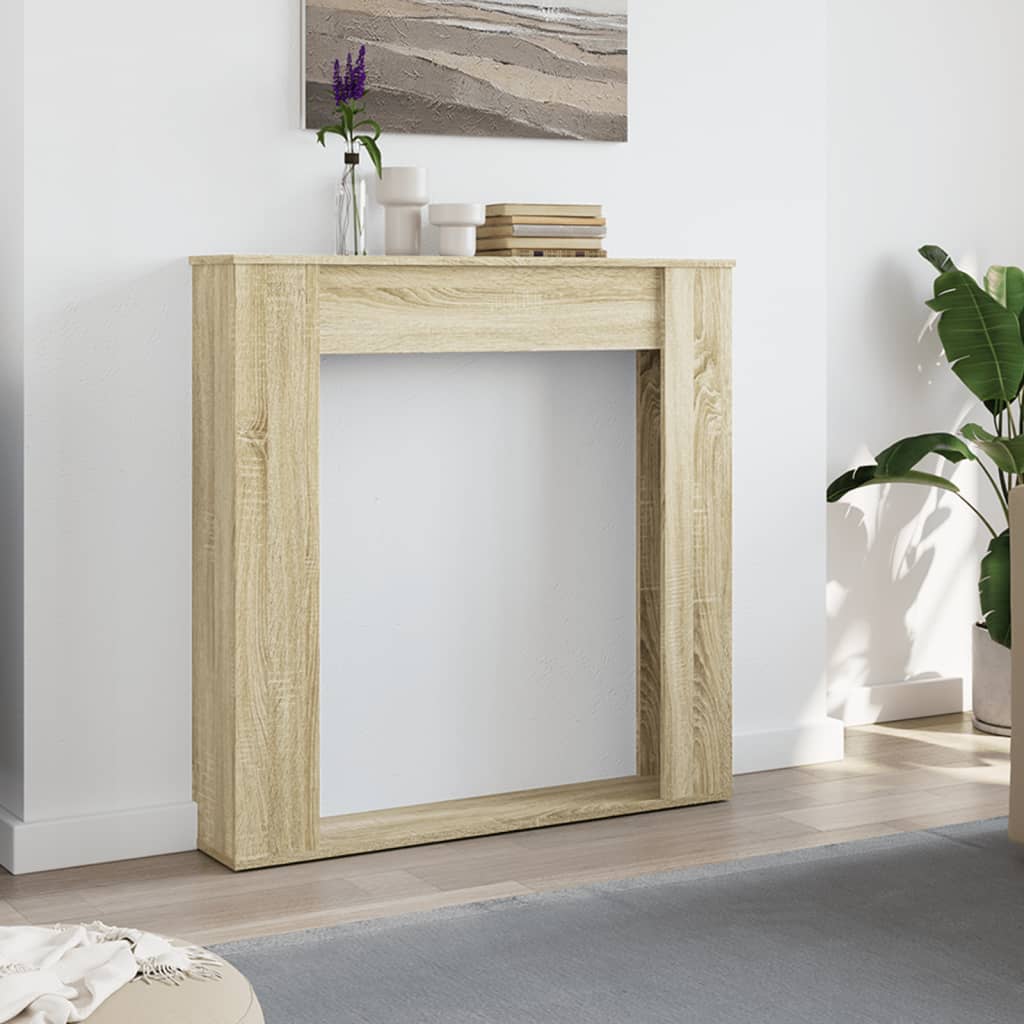 forsats til pejs 100x20x100 cm konstrueret træ sonoma-eg
