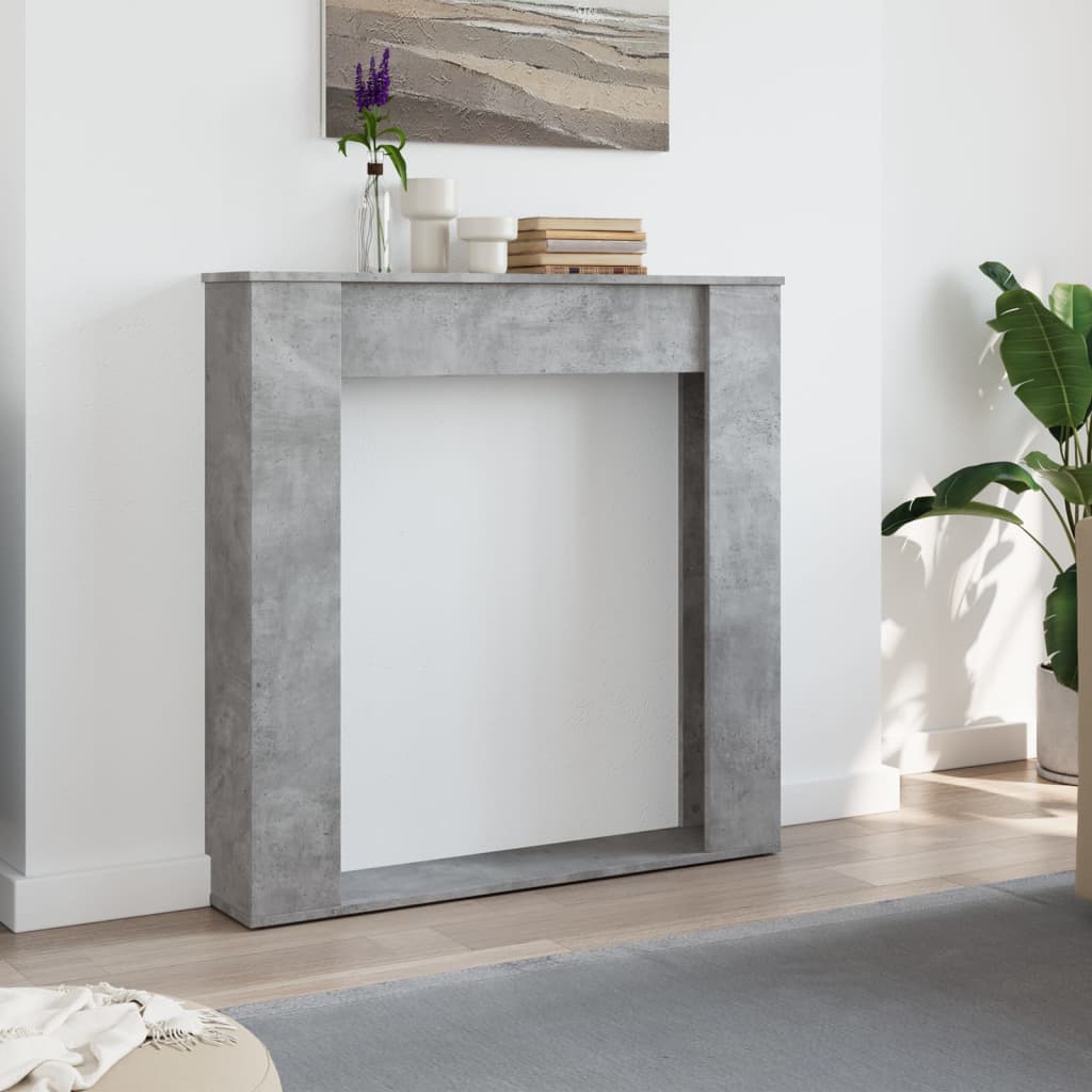 forsats til pejs 100x20x100 cm konstrueret træ betongrå