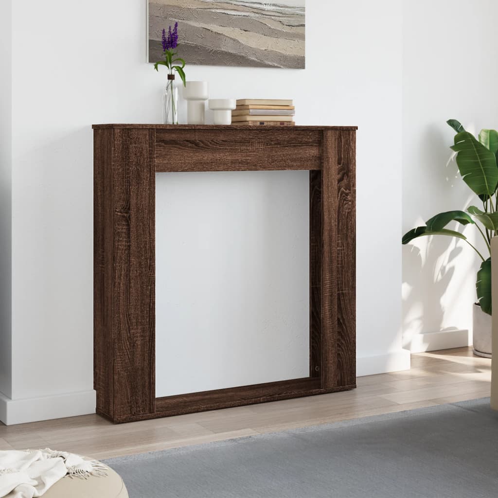forsats til pejs 100x20x100 cm konstrueret træ brun egetræ
