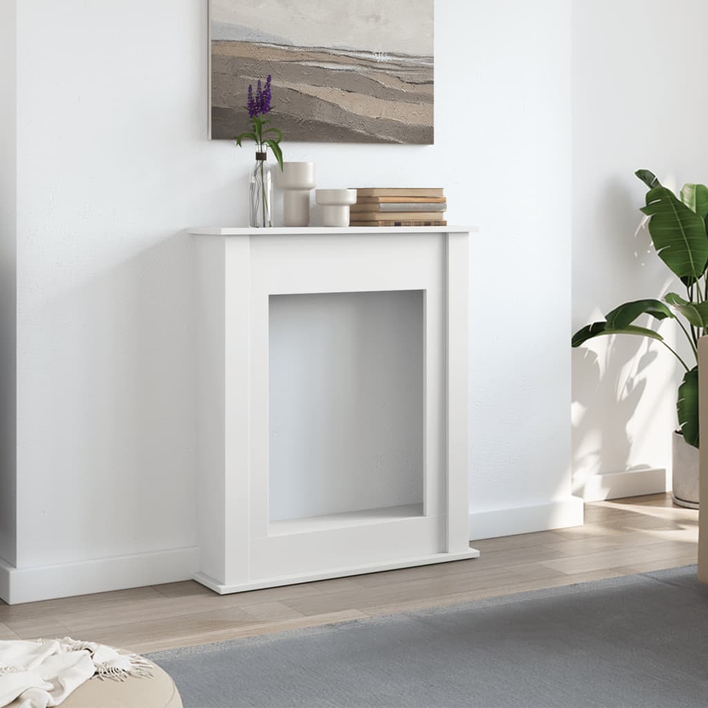forsats til pejs 75x20x87,5 cm konstrueret træ hvid