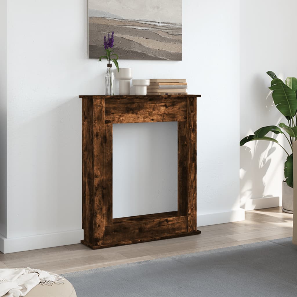 forsats til pejs 75x20x87,5 cm konstrueret træ røget eg