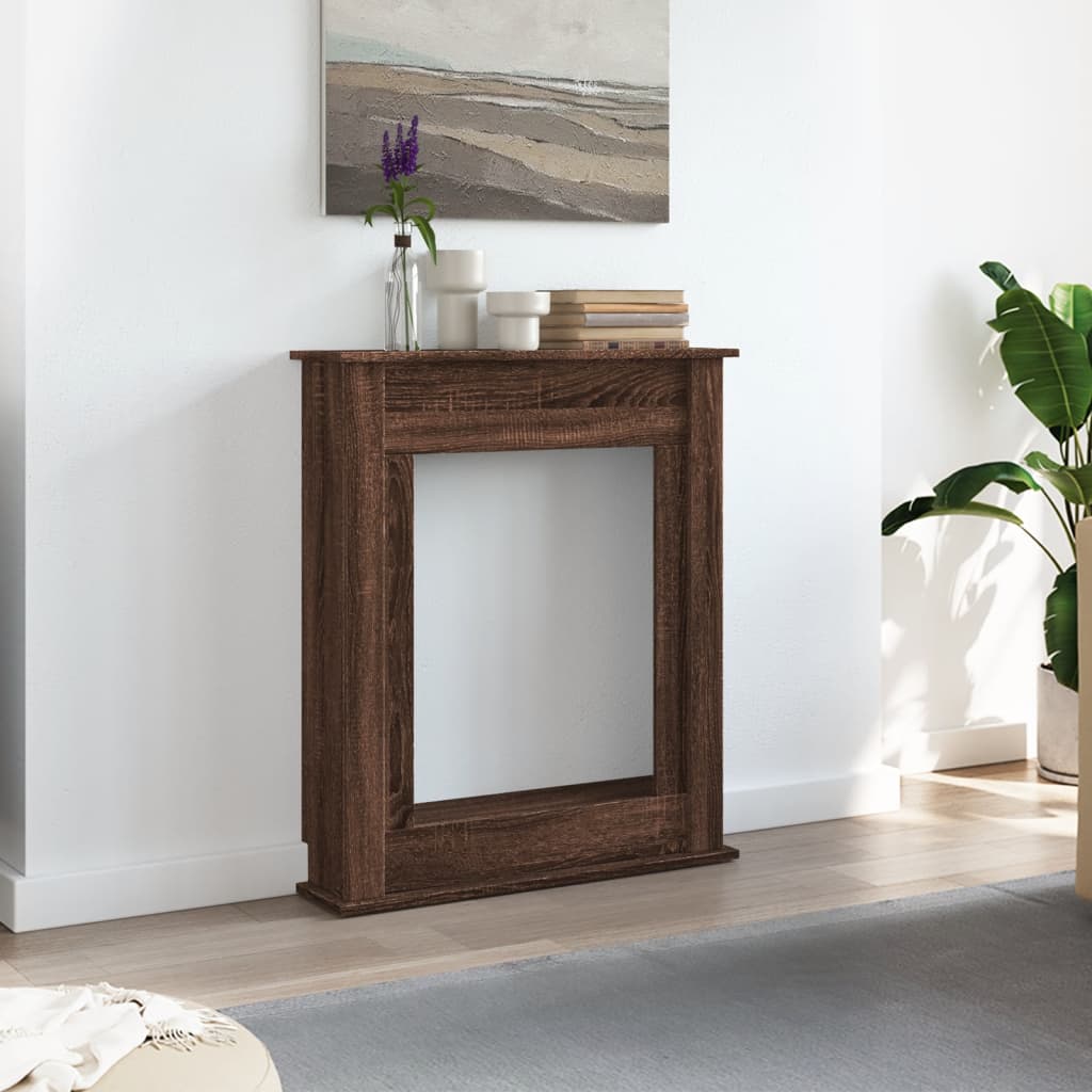 forsats til pejs 75x20x87,5 cm konstrueret træ brun egetræ