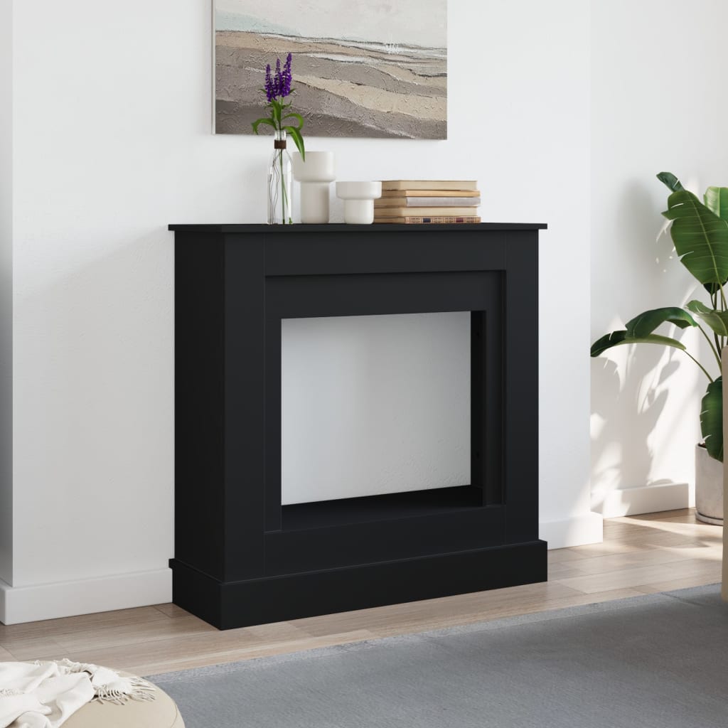 forsats til pejs 90x30x90 cm konstrueret træ sort