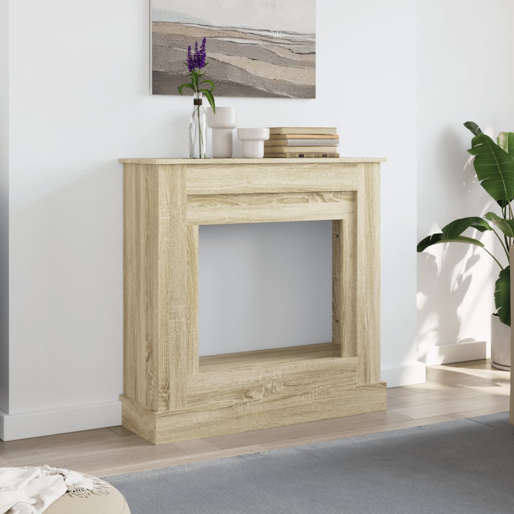 forsats til pejs 90x30x90 cm konstrueret træ sonoma-eg