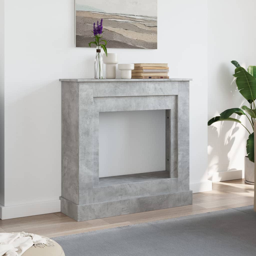 forsats til pejs 90x30x90 cm konstrueret træ betongrå