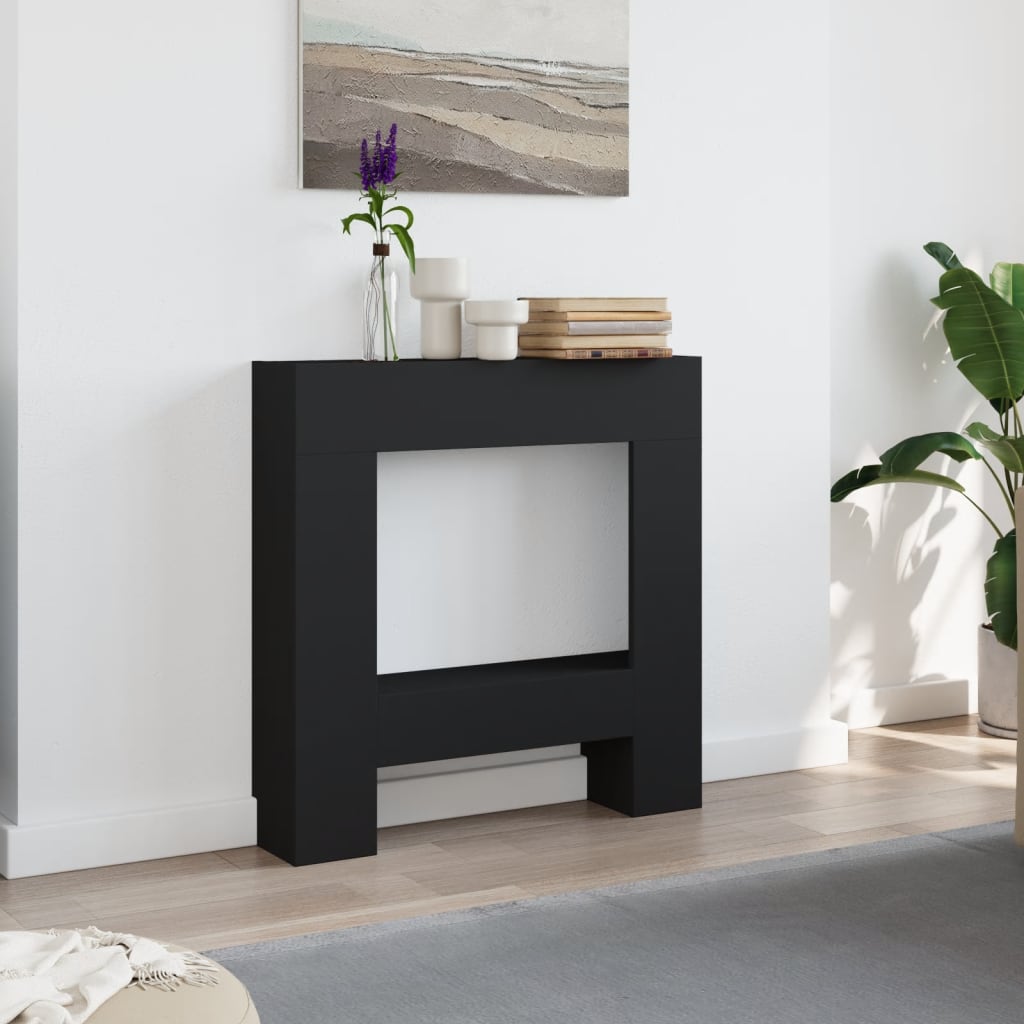 forsats til pejs 81x18x82 cm konstrueret træ sort
