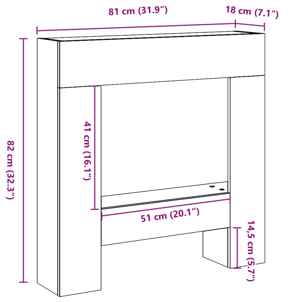 forsats til pejs 81x18x82 cm konstrueret træ sort