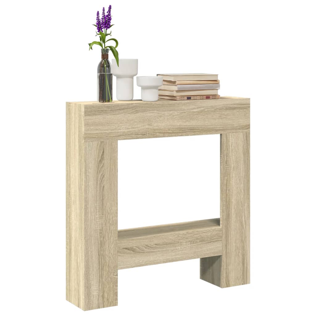 forsats til pejs 81x18x82 cm konstrueret træ sonoma-eg