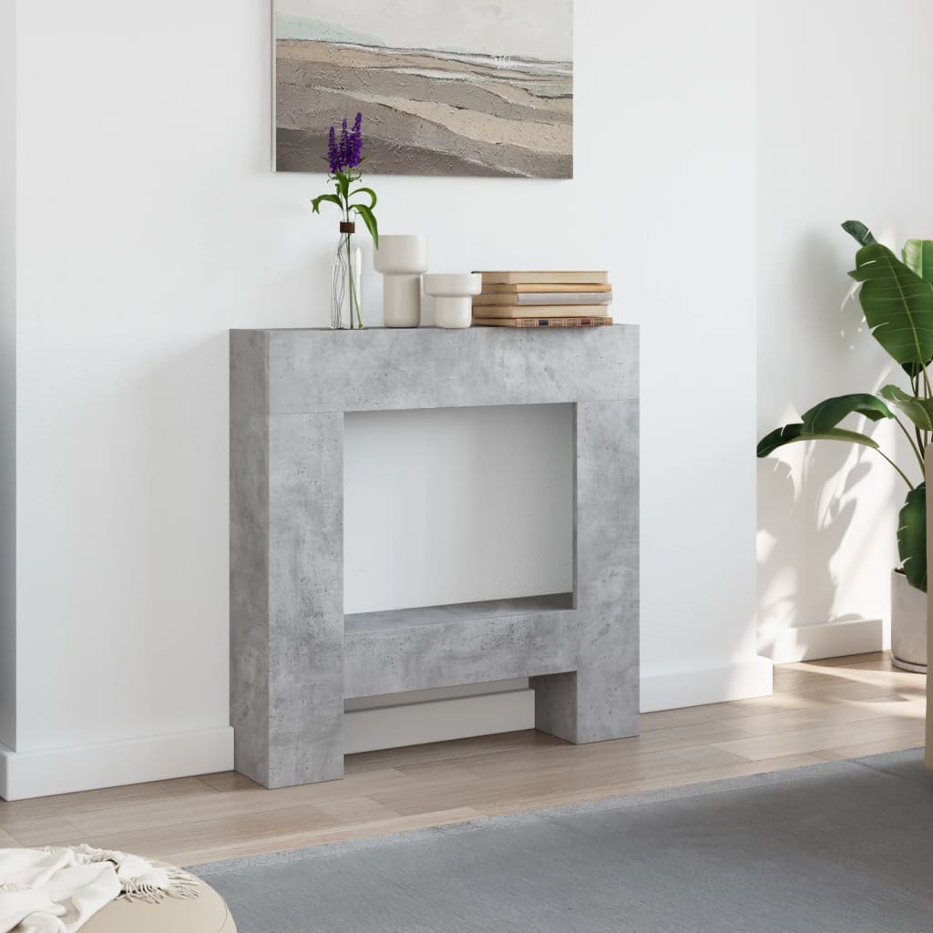 forsats til pejs 81x18x82 cm konstrueret træ betongrå