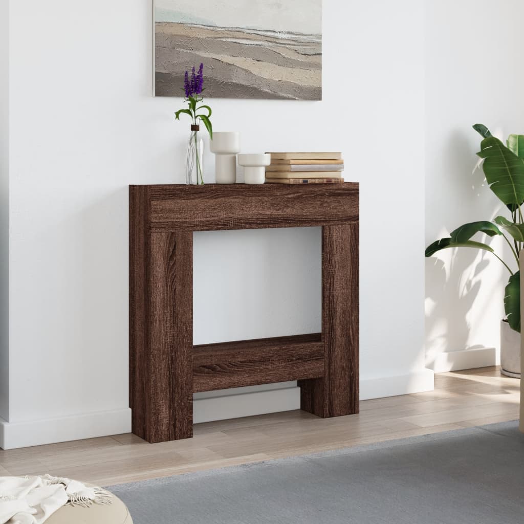 forsats til pejs 81x18x82 cm konstrueret træ brun egetræ