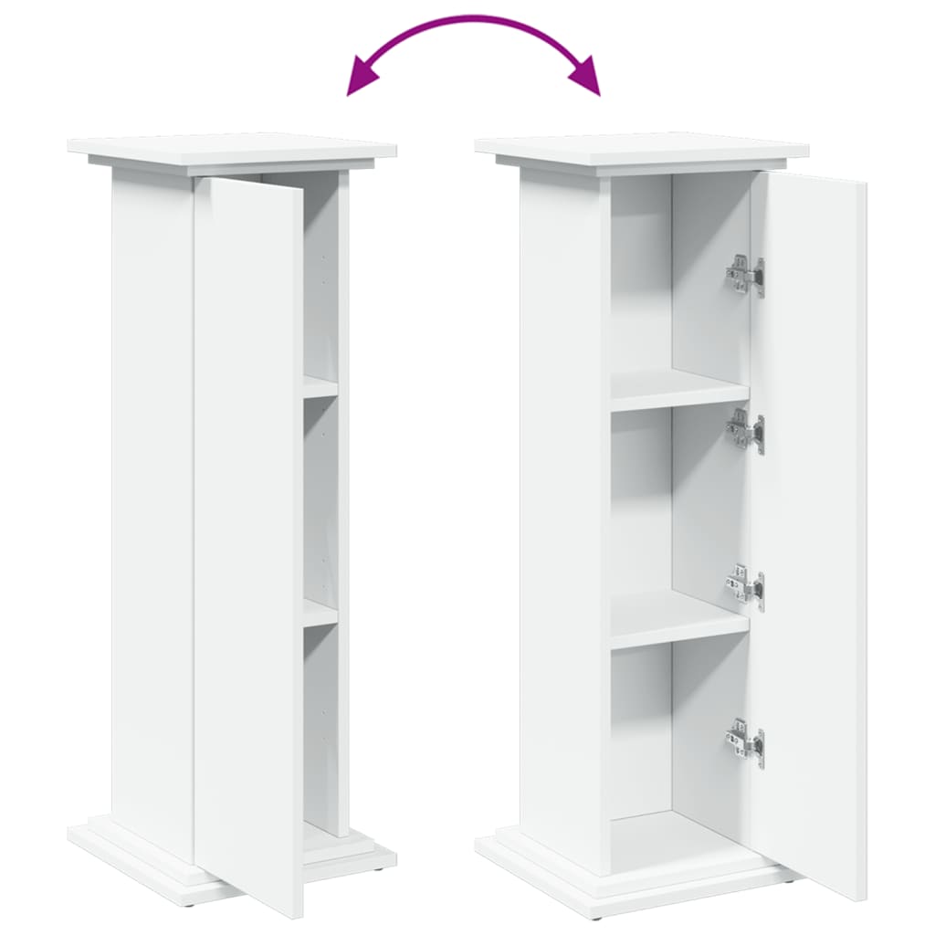 piedestal med opbevaring 31x30x90 cm konstrueret træ hvid