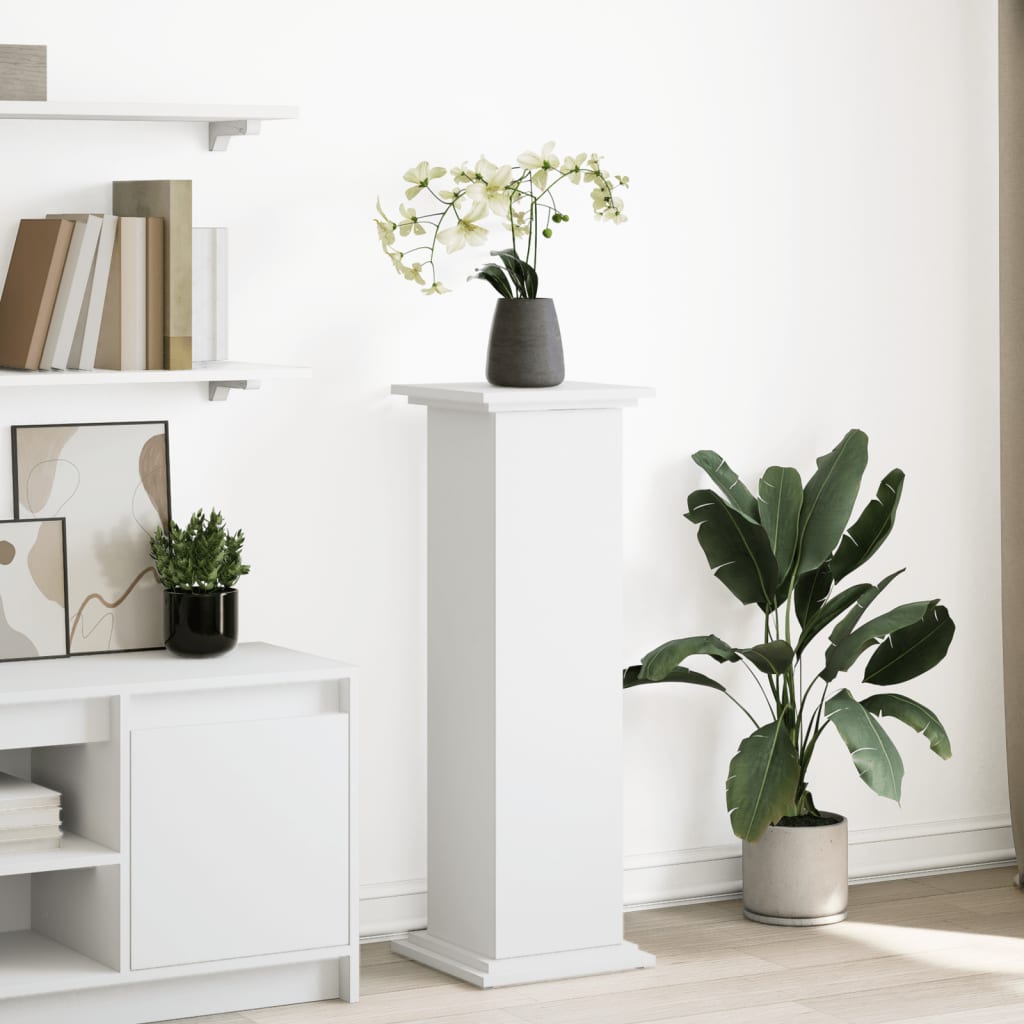 piedestal med opbevaring 31x30x90 cm konstrueret træ hvid