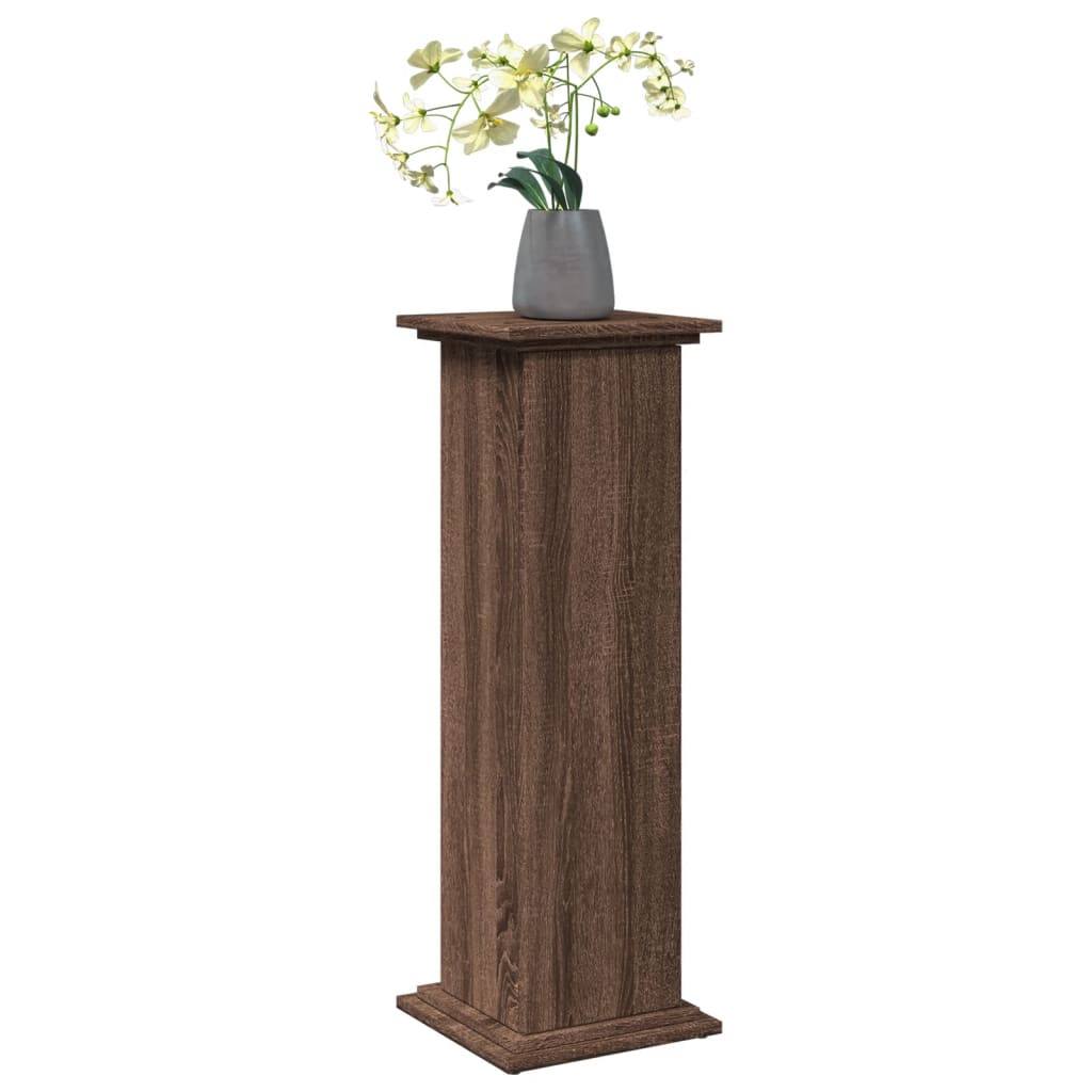 piedestal med opbevaring 31x30x90 cm konstrueret træ brun eg