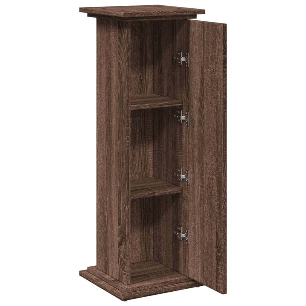 piedestal med opbevaring 31x30x90 cm konstrueret træ brun eg