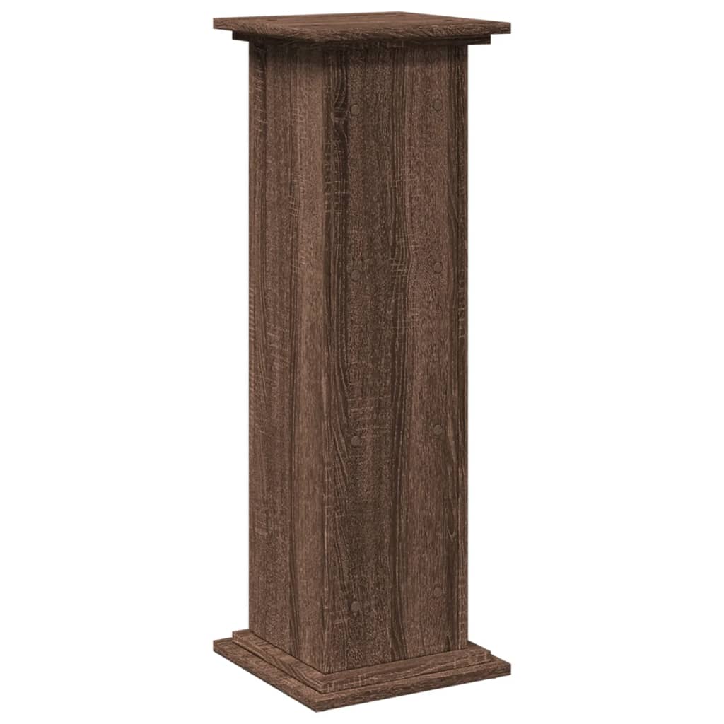 piedestal med opbevaring 31x30x90 cm konstrueret træ brun eg