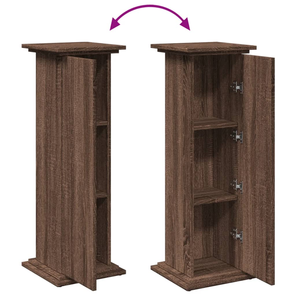 piedestal med opbevaring 31x30x90 cm konstrueret træ brun eg