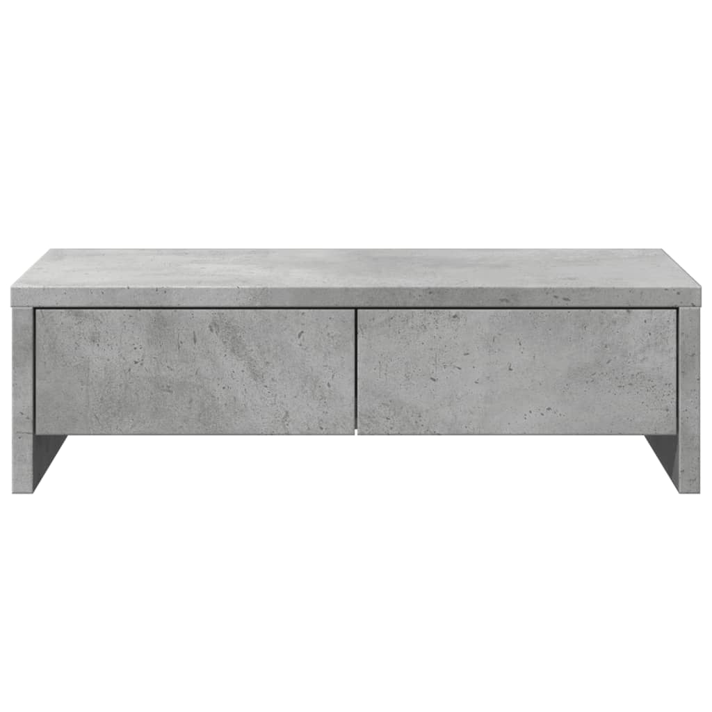 skærmholder med skuffer 50x27x15 cm konstrueret træ betongrå