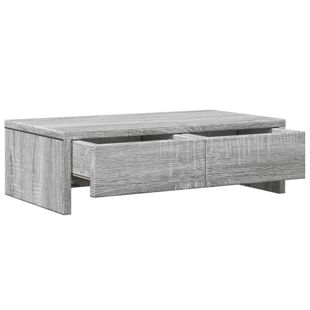 skærmholder med skuffer 50x27x15 cm konstrueret træ grå sonoma