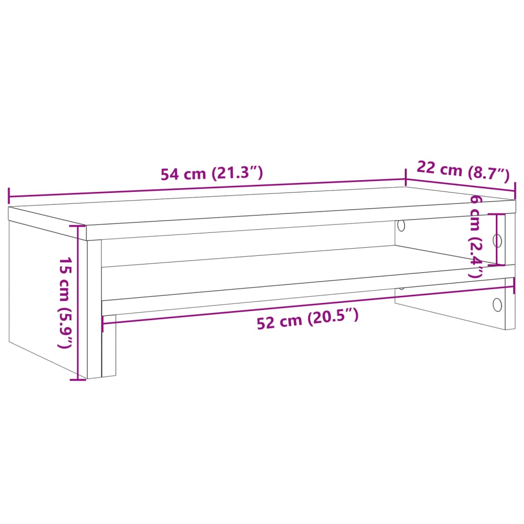 skærmholder 54x22x15 cm konstrueret træ sonoma-eg - Flotthjem Danmark